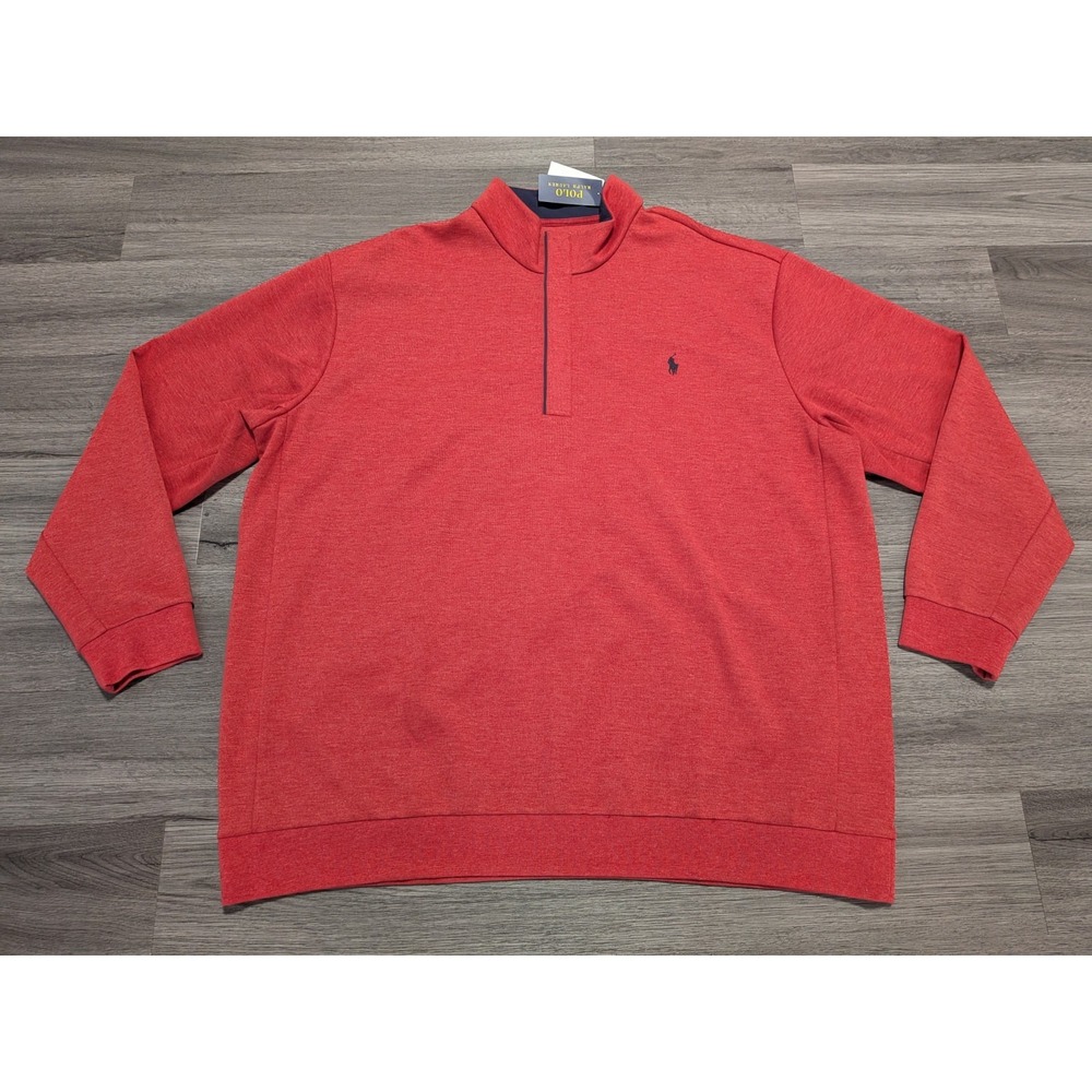 NWT Polo Ralph Lauren Men's Venice Red Quarter Button Pullover Sweater Size 3XLT